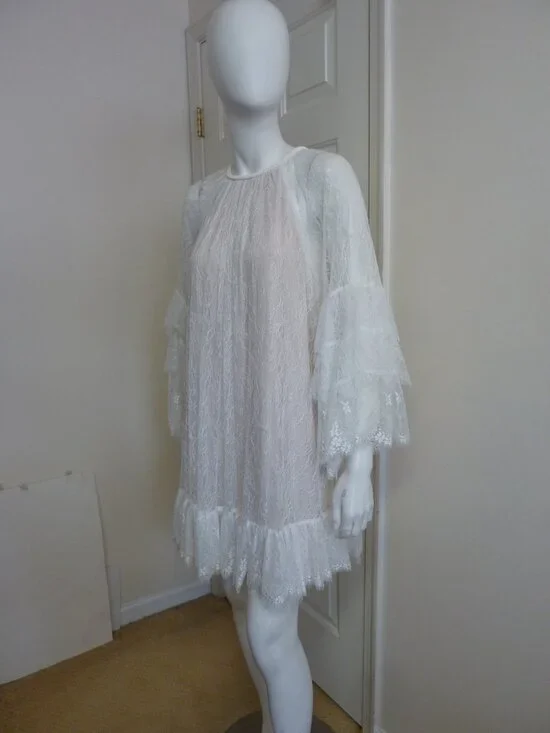 Alice & Olivia Delia Lace Ruffled Tunic Minidress - Picture 13 of 15